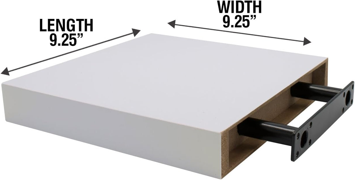 Square Floating Shelf for Wall - 3 Small Shelves with Invisible Mounting Brackets