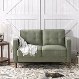 Lauren Loveseat / Button Tufted Cushions / Easy, Tool-Free Assembly, Pear Green