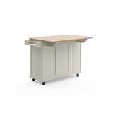 Mobile Kitchen Island Cart with Wood Drop Leaf Breakfast Bar