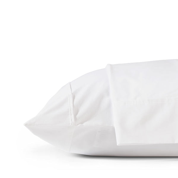 100% Cotton Percale Pillowcases Queen Size, White, 2 Pieces of Pillow Case, Crisp