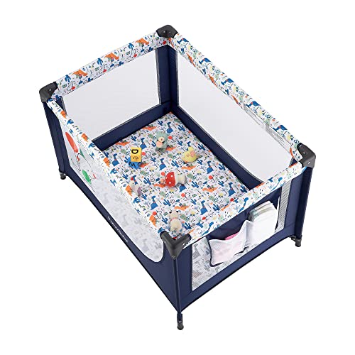Portable Crib Baby Playpen with Mattress and Carry Bag (Blue)