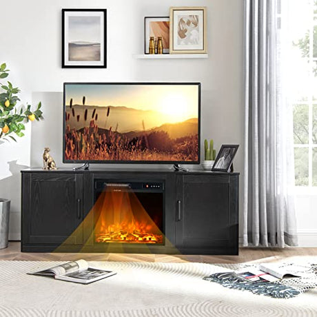 Electric Fireplace TV Stand for TVs up to 65 Inch,with 18 Inch 1500W Faux Fireplace