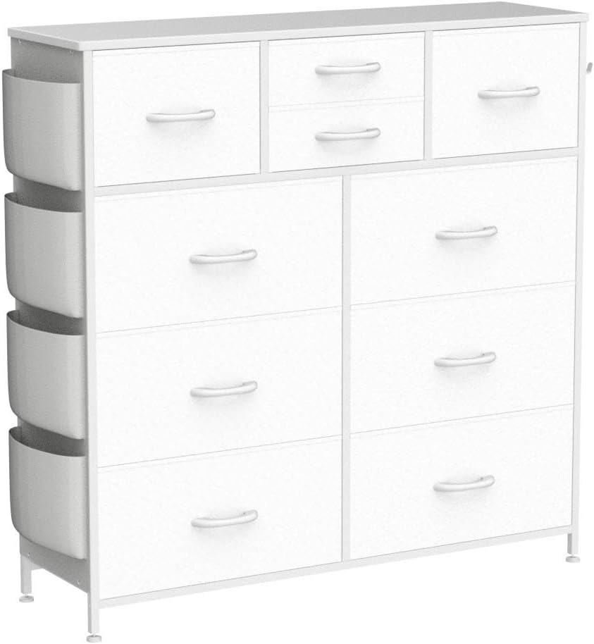 White Dresser for Bedroom with 10 Drawers Chest of Drawers