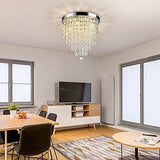 4-Lights Mini Crystal Chandelier, Modern Crystal Flush Mount Ceiling Light