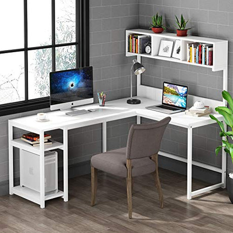 L-Shaped Desk with Hutch