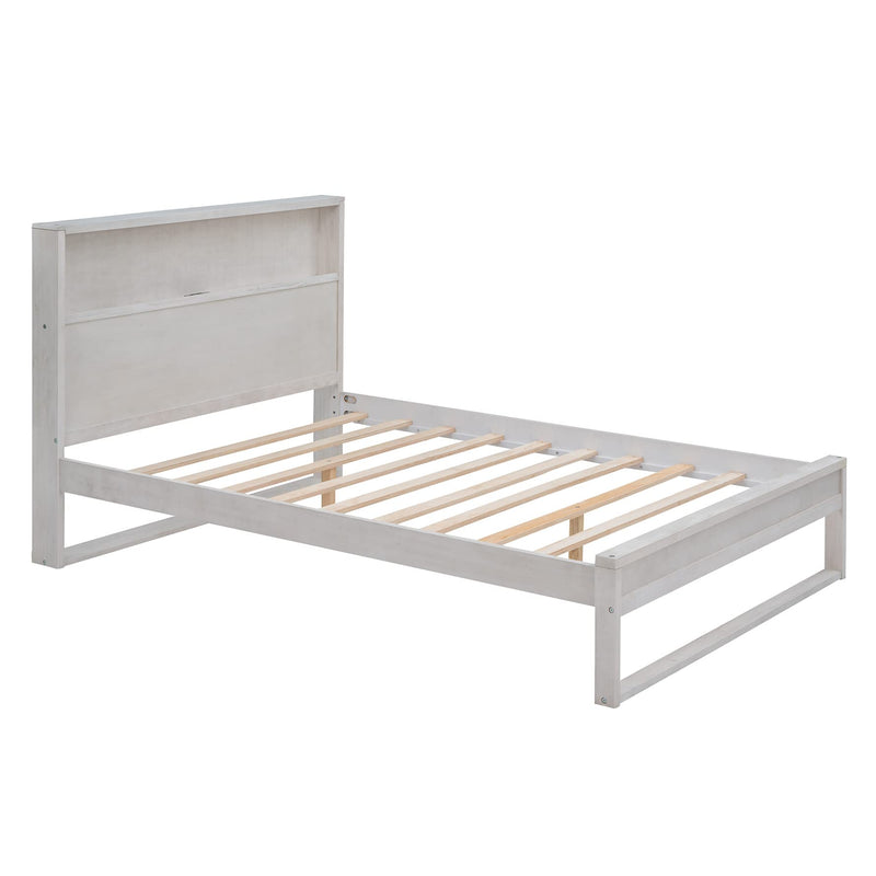 3-Piece Bedroom Set Full Size Wood Platform Bed Frame