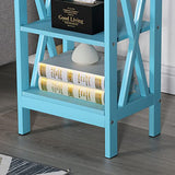 Side End Table with Storage Shelf Nightstands Light Blue