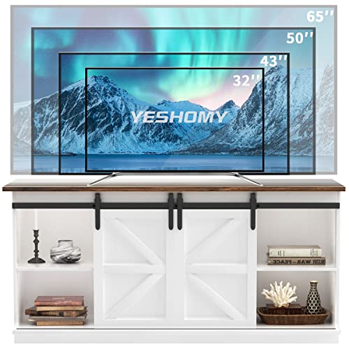 Modern Farmhouse TV Stand with Sliding Barn Door