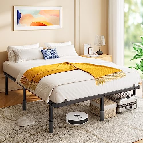 Queen Size Bed Frame, 14-Inch High Platform Bed with Steel Slat Support