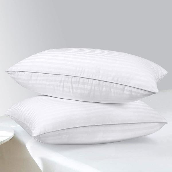 2 Pack Standard Pillows for Sleeping - 100% Breathable Cotton Cover