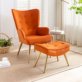 tufted Accent Chair with Footstool Occasional Lounge Chair