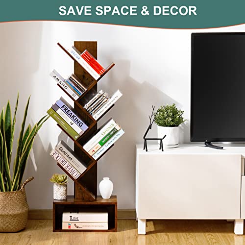 Tree Bookshelf - 6 Shelf Retro Floor Standing Bookcase