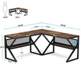 3 Piece K-Frame L-Shaped Desk with Bookshelf