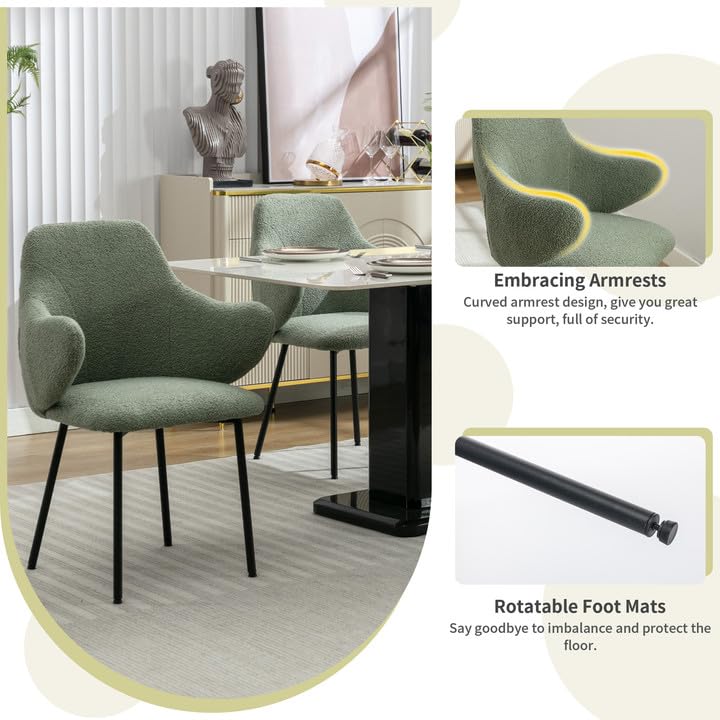Green Dining Chairs Set of 4, Mid-Century Dining Room Chairs