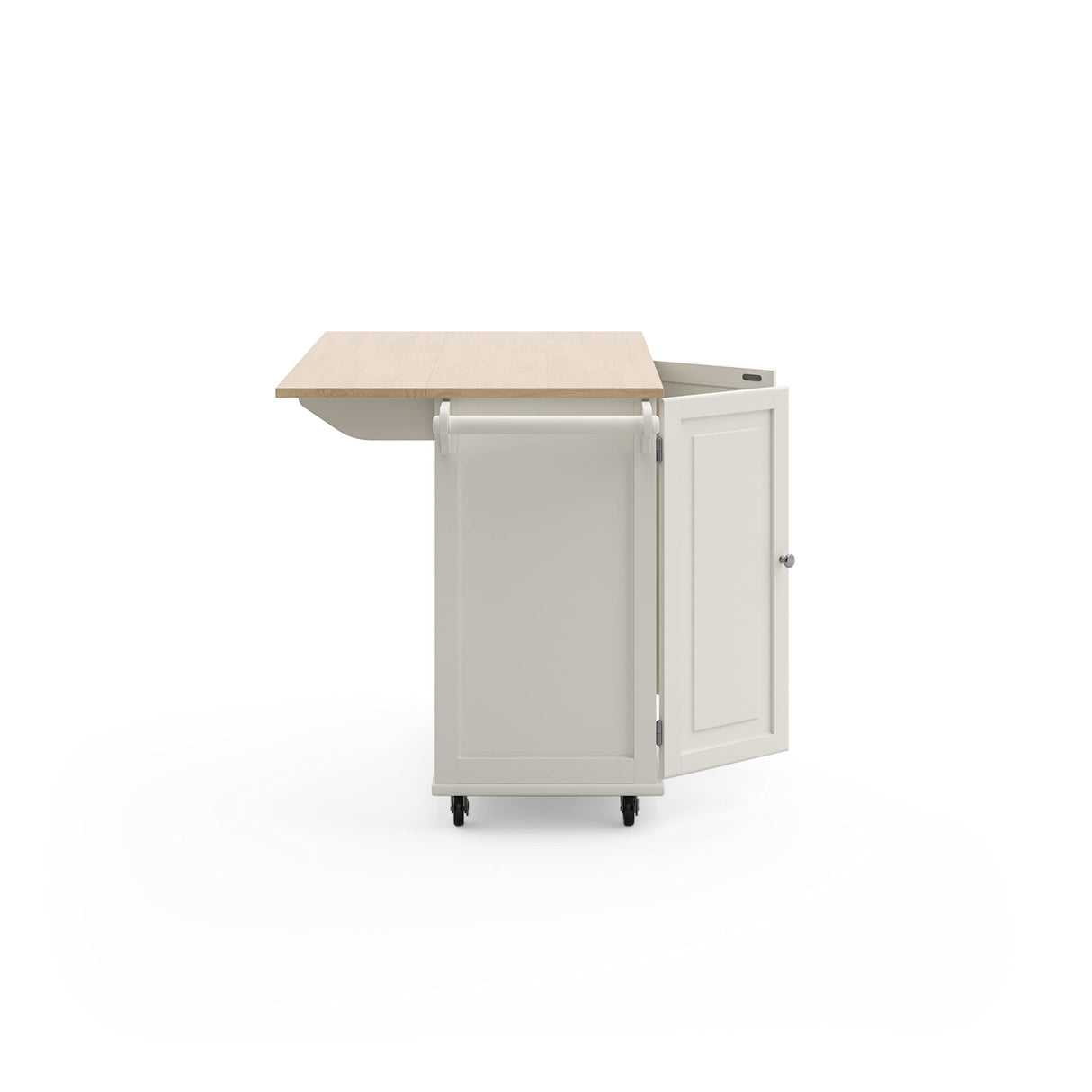 Mobile Kitchen Island Cart with Wood Drop Leaf Breakfast Bar