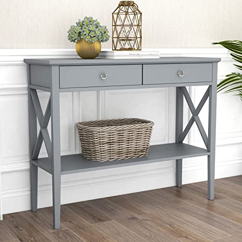 Console Sofa Table Classic X Design with 2 Drawers