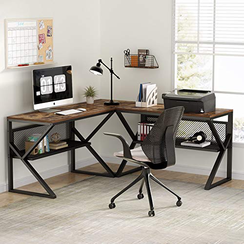 3 Piece K-Frame L-Shaped Desk with Bookshelf