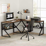 3 Piece K-Frame L-Shaped Desk with Bookshelf