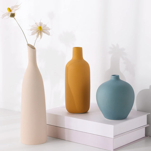 Colorful Ceramic Vase Set of 3 - Small Vases Minimalism Style