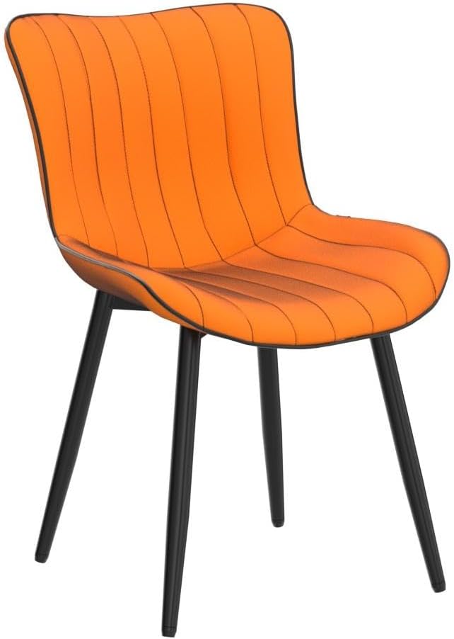 Orange Dining Chairs Set of 2 Upholstered Mid Century Modern Kitchen Chairs