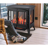 Electric Fireplace Stove, Freestanding Fireplace Heater with Realistic Flame