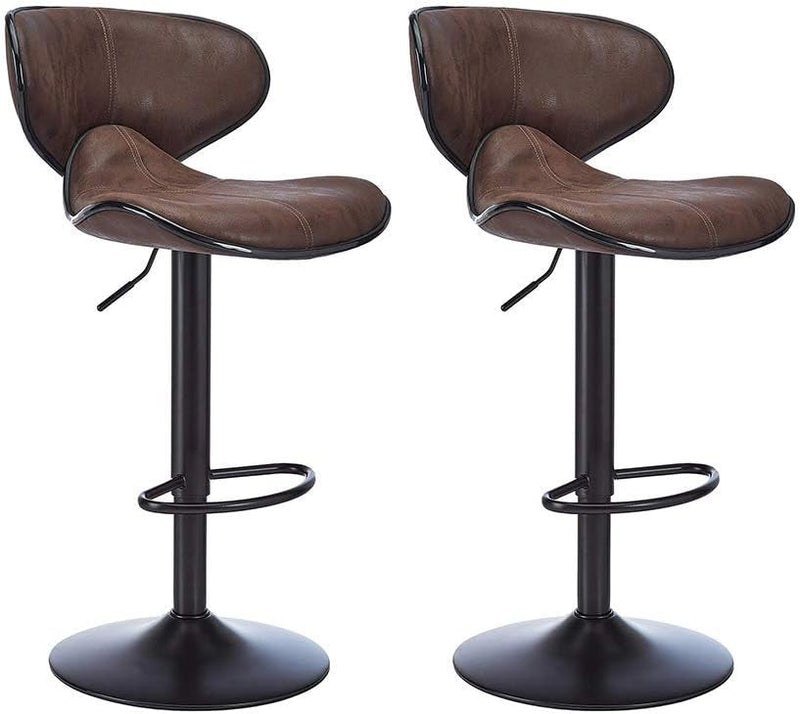 Stools Swivel Adjustable Barstool, Counter Height Chairs w/Backrest and Footrest for Bar, Set of 2