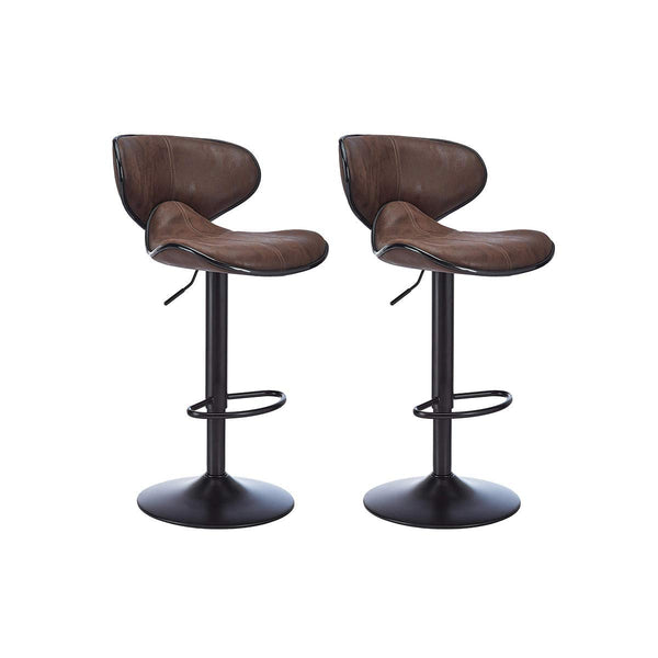 Stools Swivel Adjustable Barstool, Counter Height Chairs w/Backrest and Footrest for Bar, Set of 2