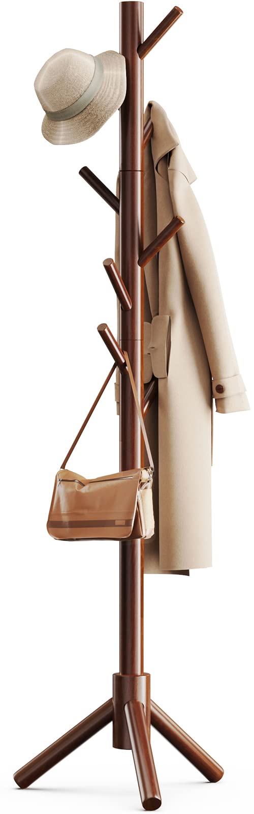 Coat Rack, Coat Rack Freestanding with 3 Adjustable Coat Tree and 8 Hooks