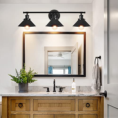 3 Lights Black Bathroom Light Fixtures, Farmhouse Vanity Light Fixtures Over Mirror