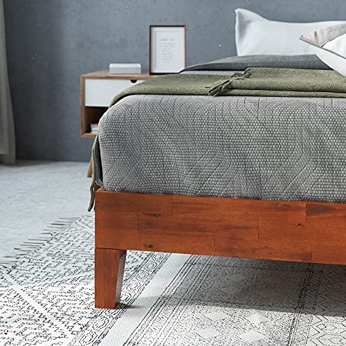 Wen Deluxe Wood Platform Bed Frame / Solid Wood Foundation