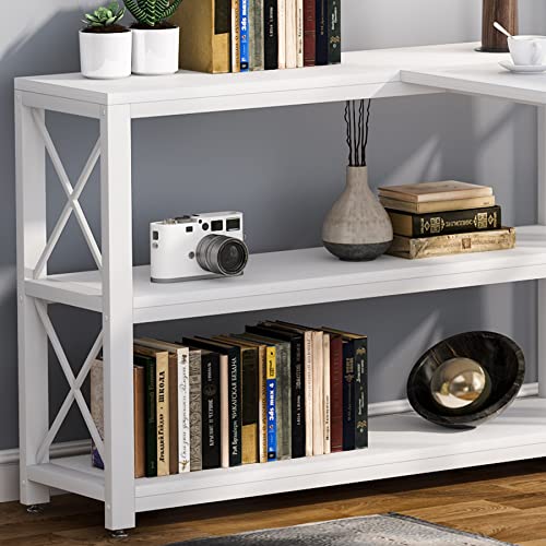 Industrial L-Shaped Desk with Storage Shelves