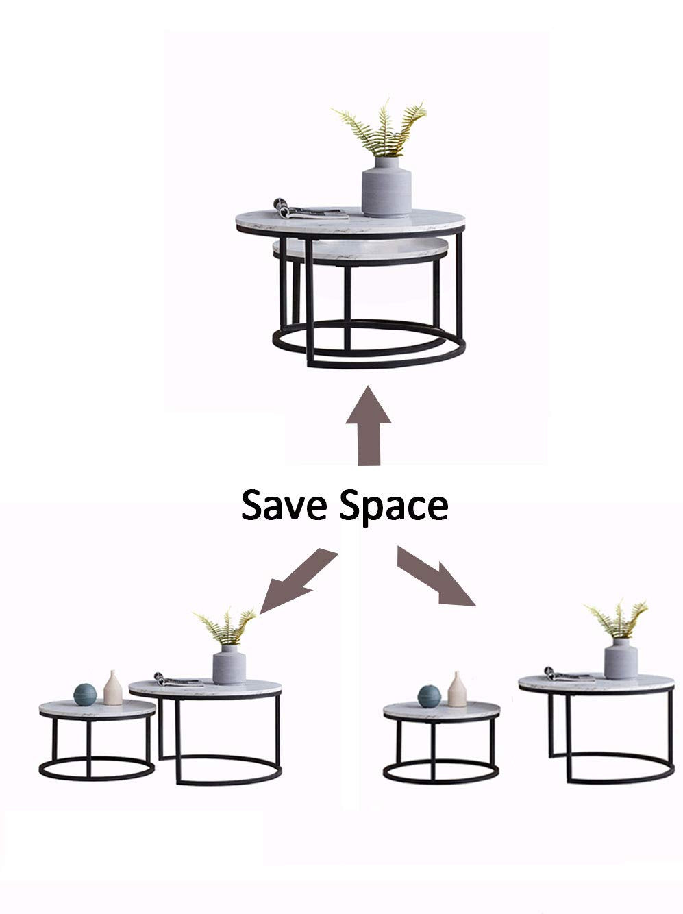 Modern Nesting Coffee Table Set of 2 for Living Room