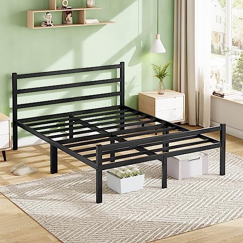 Queen Bed Frame with Headboard & Footboard, 14 Inch Sturdy Metal Platform Bed Frame Queen Size Mattress