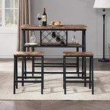 4-Piece Counter Height Dining Room Table Set, Bar Table with One Bench and Two Stools