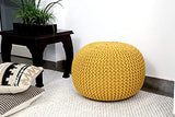 Frelish Decor Round Pouf Ottoman Hand Knitted Cotton Pouf Footrest