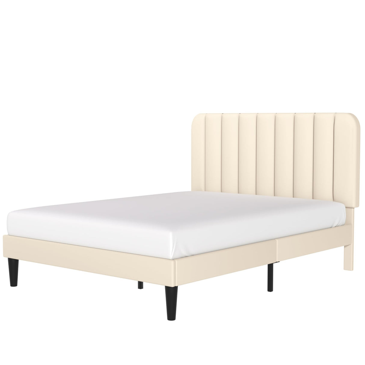 Queen Size Upholstered Bed Frame with Adjustable Headboard, Velvet Platform Bedframe