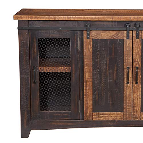 70" TV Stand, Antique Black & Aged Distressed Pine
