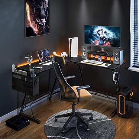 L Shaped Gaming Desk,Computer Desk with Large Monitor Stand Desk Workstation