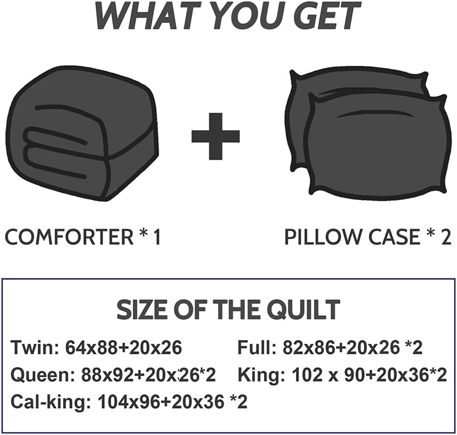 Lightweight Queen Comforter Set with 2 Pillow Sham - 3 Pieces Se