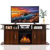 Fireplace TV Stand, Living Room Media Console Table w/1500W Electric Fireplace