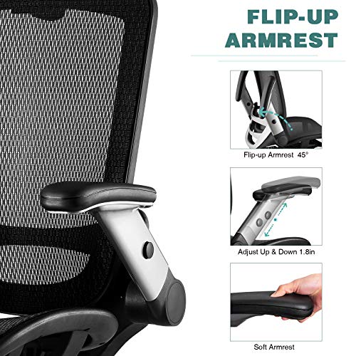 High Back Desk Chair - Adjustable Headrest with Flip-Up Arms