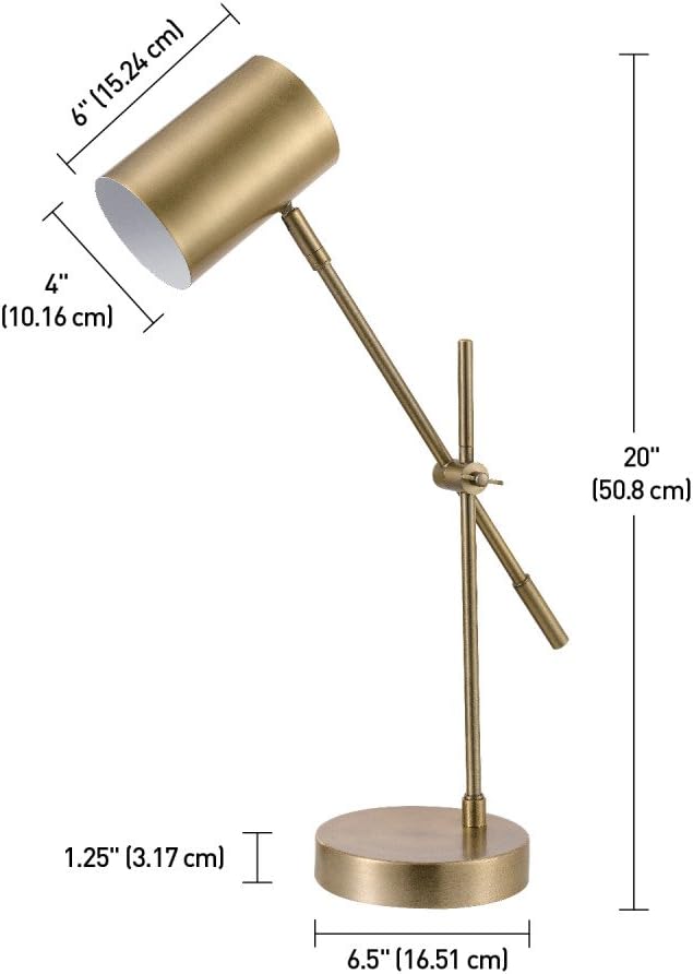 52098 Pratt 20" Desk/Table Lamp, Matte Brass Finish