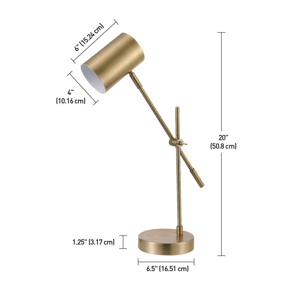 52098 Pratt 20" Desk/Table Lamp, Matte Brass Finish