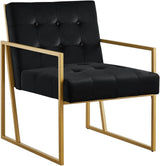 Modern Black Velvet Button Tufted Accent Chair