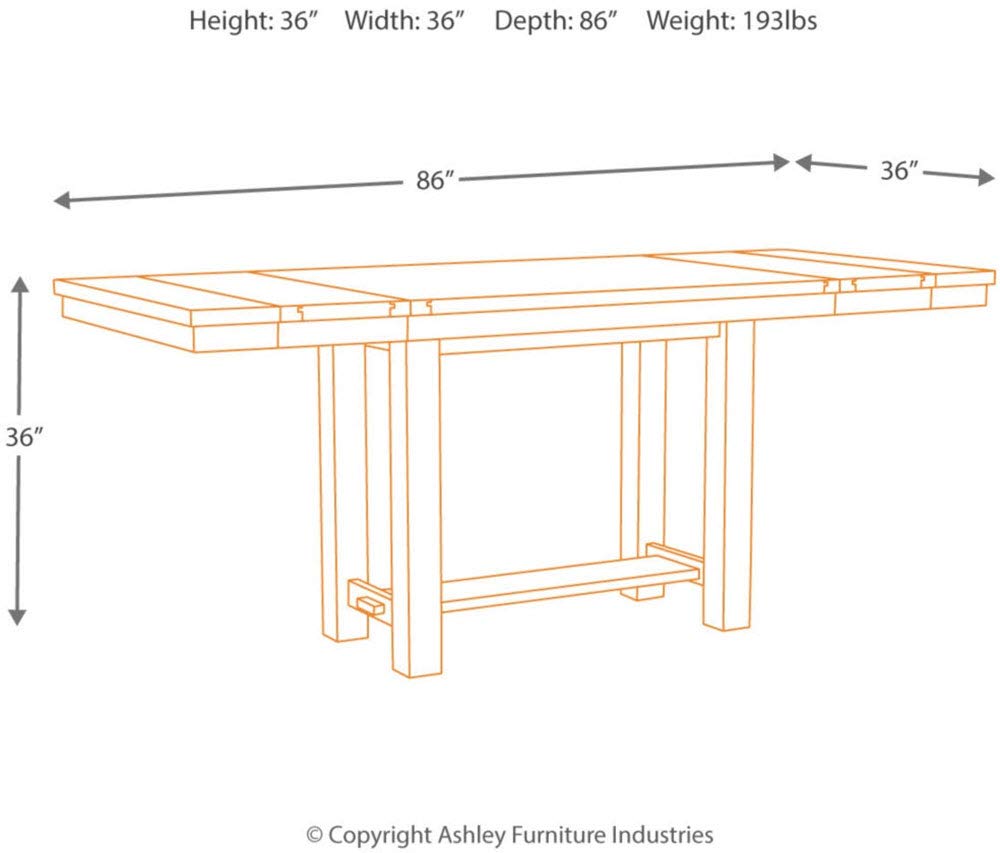 Moriville Rustic Farmhouse 36" Counter Height Dining Extension Table