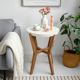 Modern Round Side Table, Boho Pedestal Table for Decorative Display