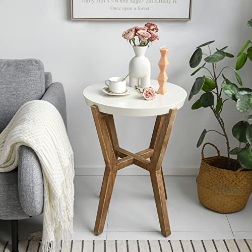 Modern Round Side Table, Boho Pedestal Table for Decorative Display