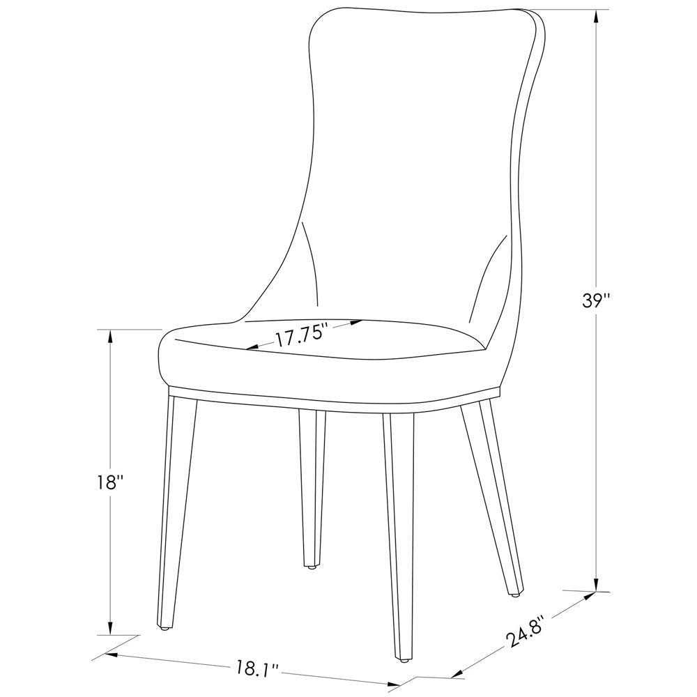 Modern Norma Dining Chair - White with Polished Stainless Steel Base