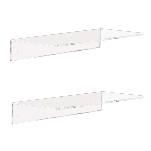 Clear Acrylic Shelves 12 Inch, Floating Wall Mounted Shelf for Wall Storage, Set of 2