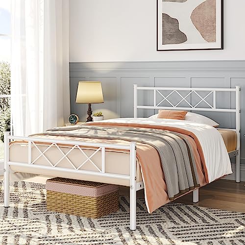 Metal Bed Frame Platform with Headboard and Footboard Mattress Foundation